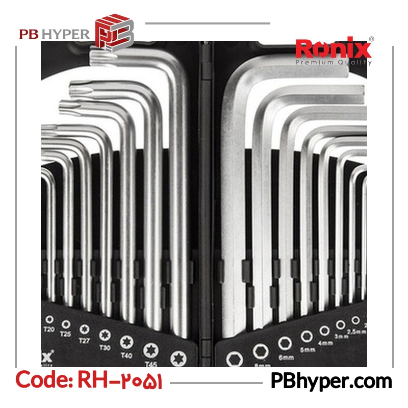 مجموعه 18 عددی آچار آلن و ستاره ای رونیکس مدل RH-2051