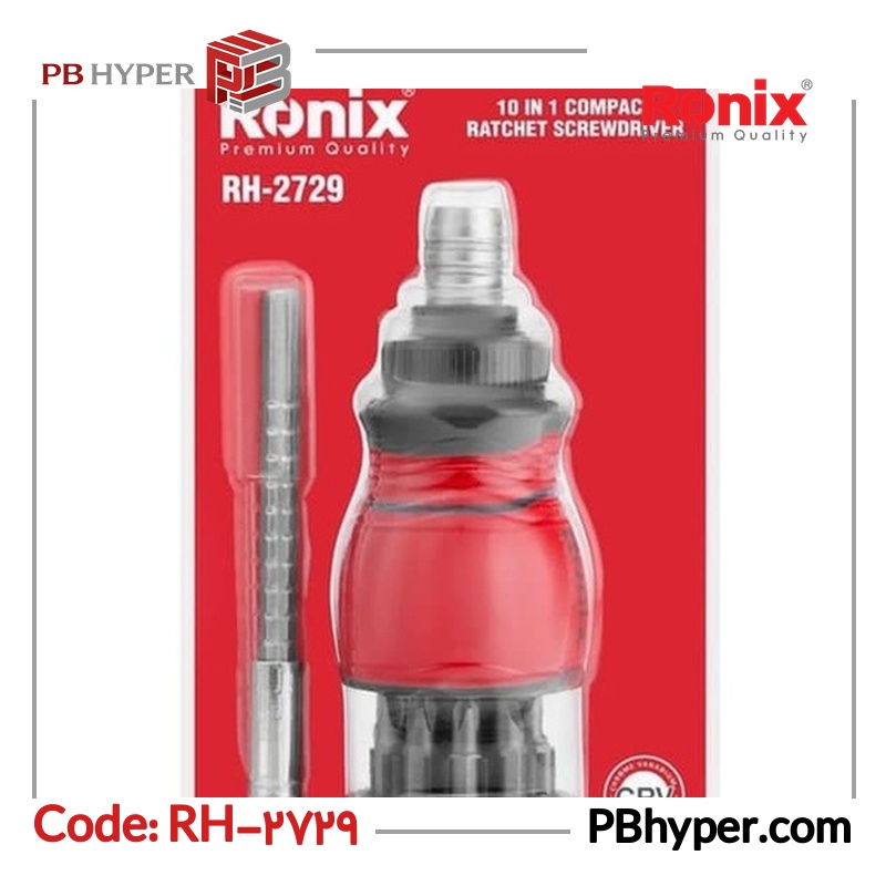 پیچ گوشتی جغجغه ای مشتی رونیکس مدل RH-2729 مجموعه 10 عددی