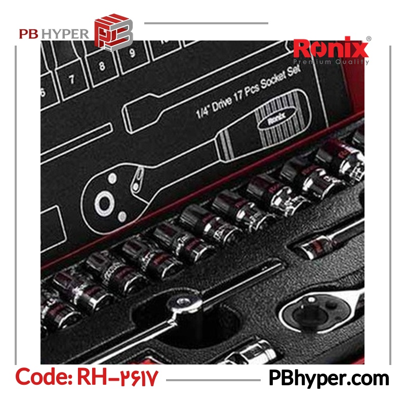مجموعه 17 عددی آچار و سری بکس رونیکس مدل RH-2617