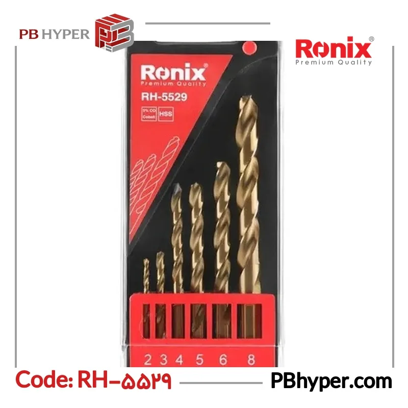 مته کبالت رونیکس مدل RH-5529 مجموعه 6 عددی
