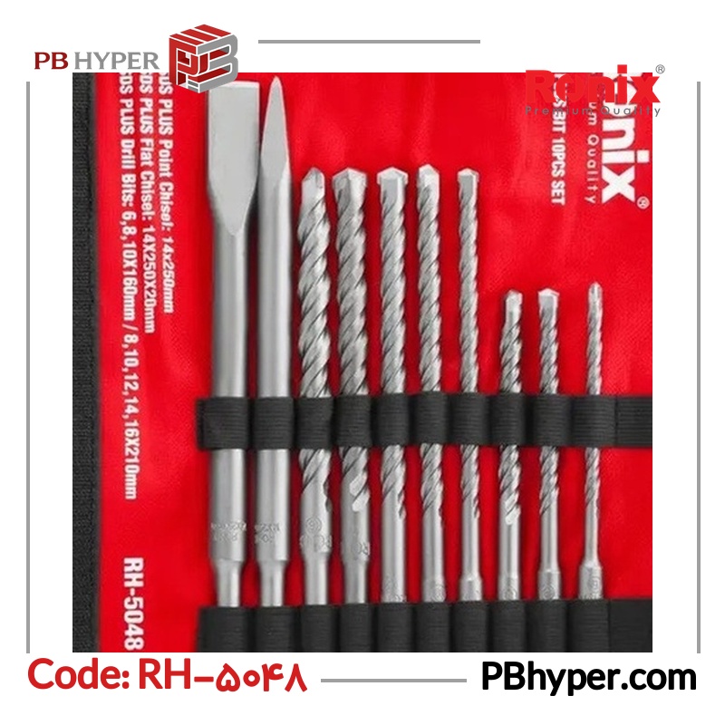 مته و قلم چهار شیار  رونیکس مدل RH-5048 بسته 10 عددی