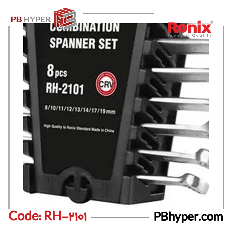 آچار یک سر تخت یک سر رینگ رونیکس مدل RH-2101 مجموعه 8 عددی