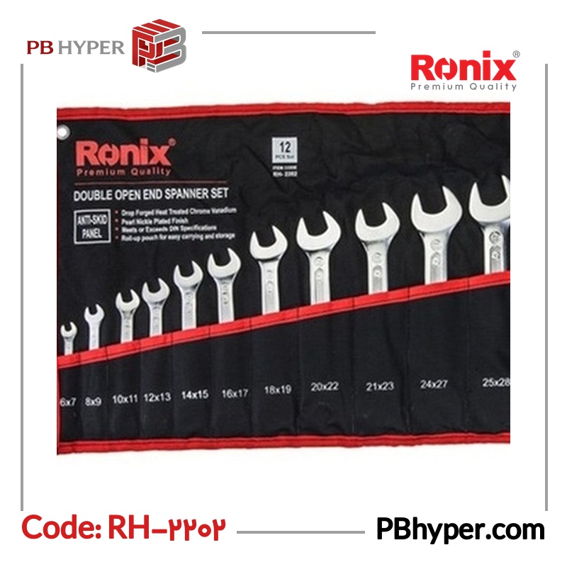 مجموعه 12 عددی آچار تخت رونیکس مدل RH-2202