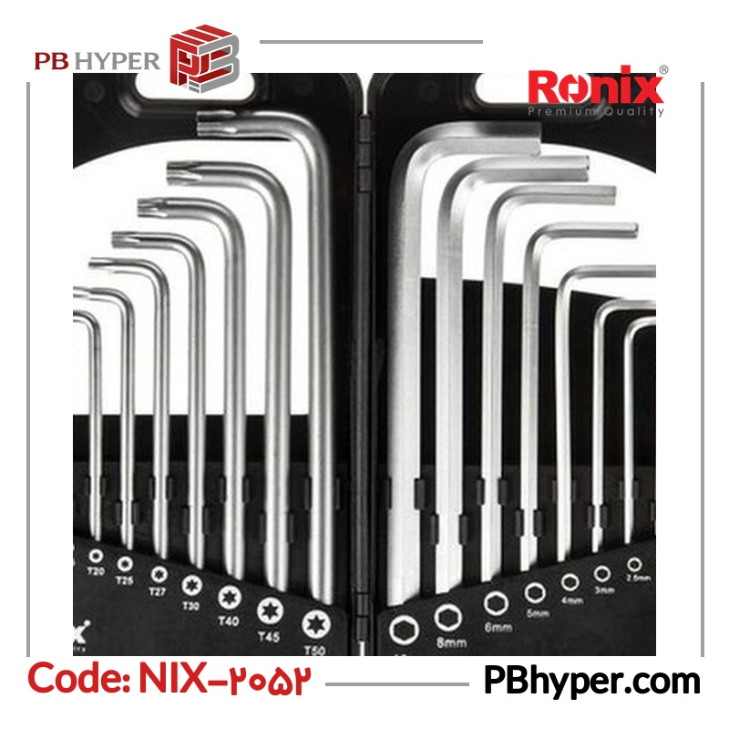 مجموعه 18 عددی آچار آلن و آچار ستاره‌ای رونیکس مدل NIX-2052