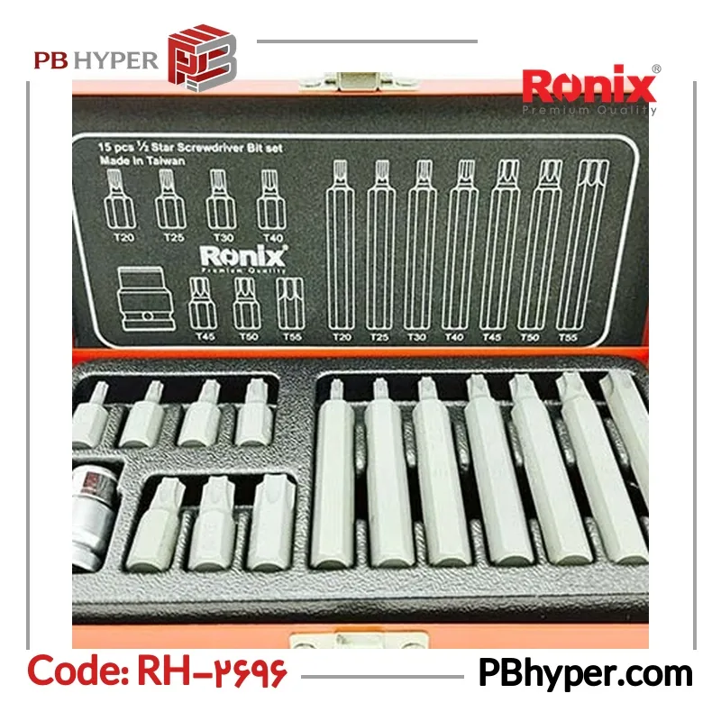 آچار بکس ستاره ای رونیکس مدل RH-2696 مجموعه 15 عددی