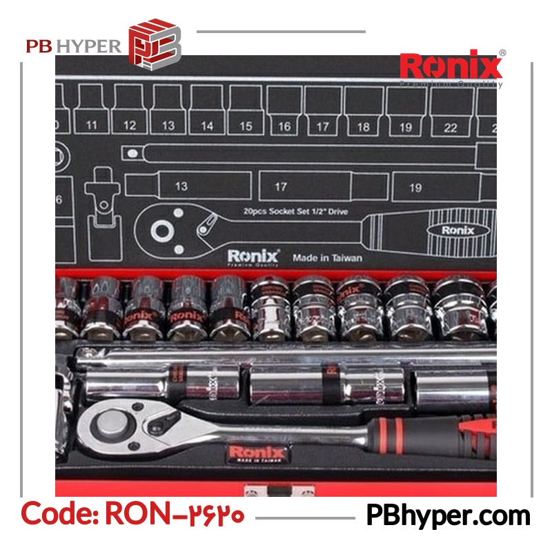 مجموعه 20 عددی آچار و سری بکس رونیکس مدل RON-2620