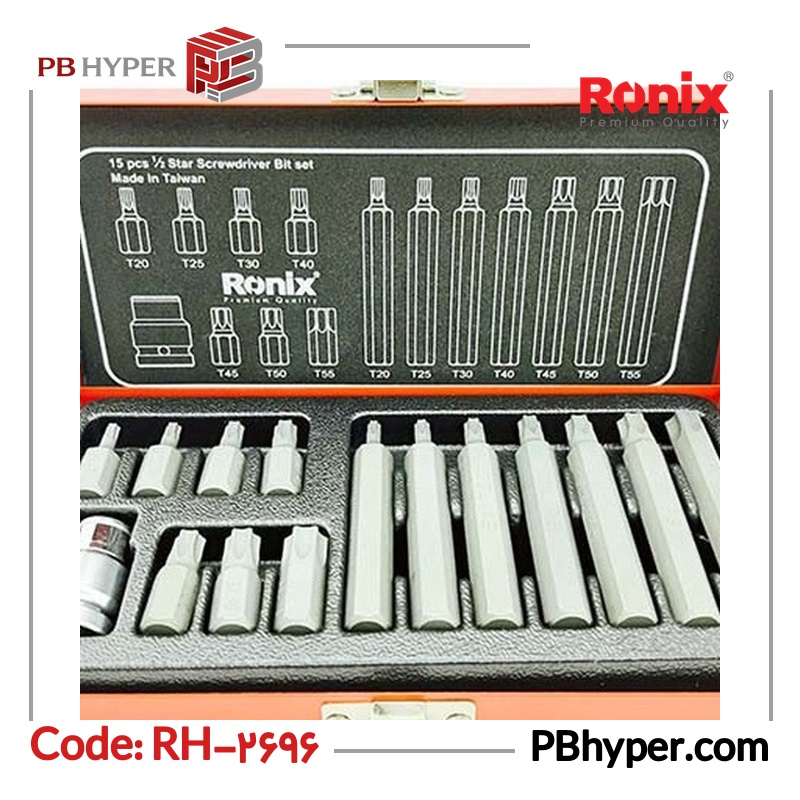 آچار بکس ستاره ای رونیکس مدل RH-2696 مجموعه 15 عددی