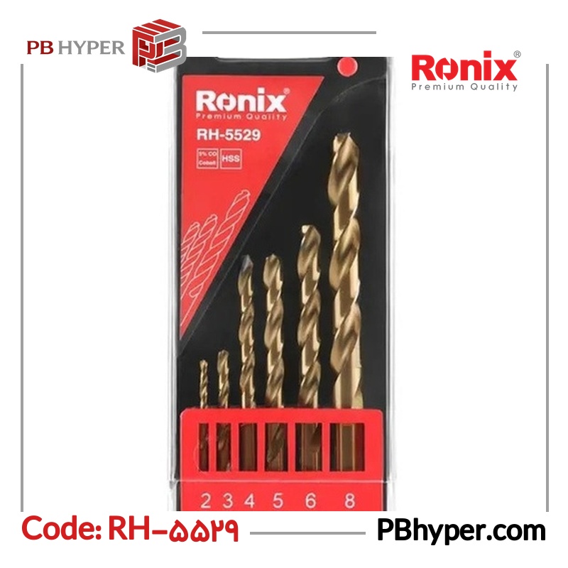 مته کبالت رونیکس مدل RH-5529 مجموعه 6 عددی